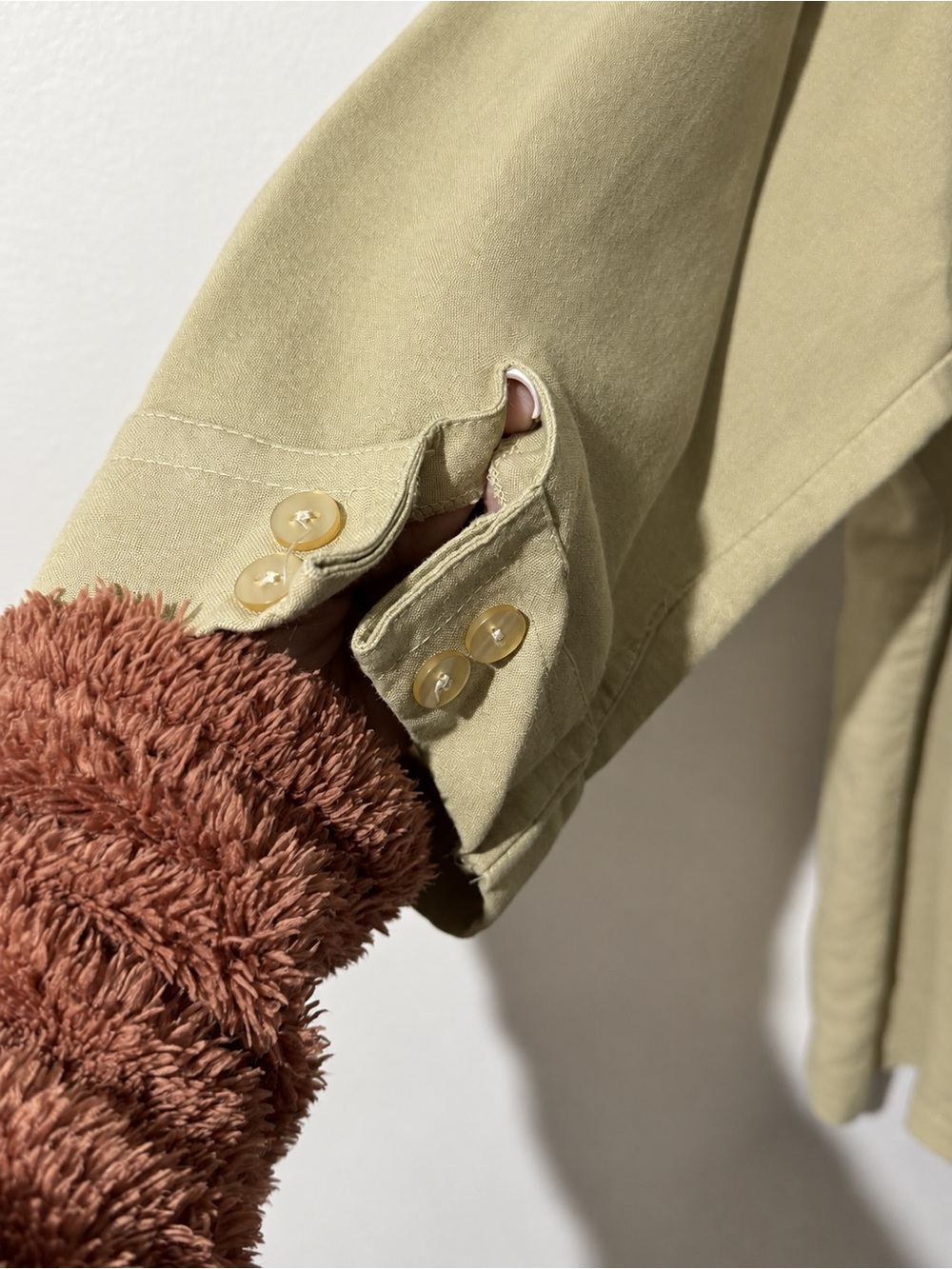 Miss Lilli Olive Green Button-Front Shirt - Picture 4 of 4